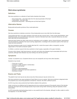 Sick Sinus Syndrome Page 1 of 2