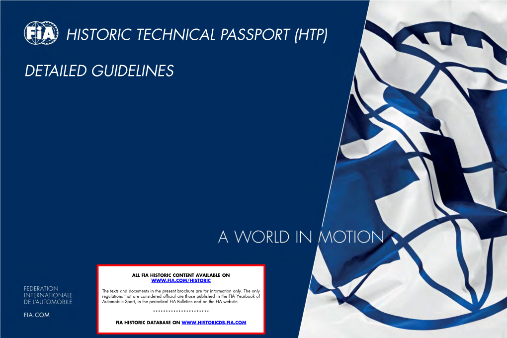Historic Technical Passport (Htp) Detailed Guidelines