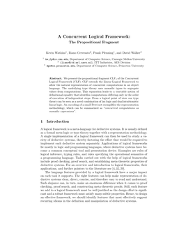 A Concurrent Logical Framework: the Propositional Fragment