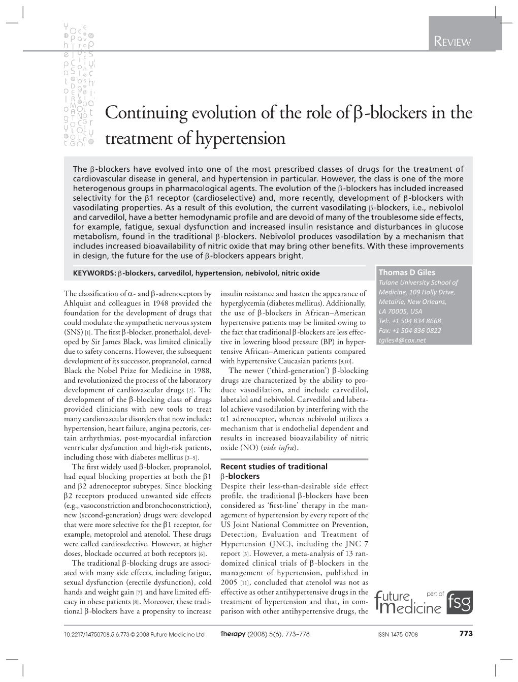 Continuing Evolution of the Role of Β-Blockers in the Treatment of Hypertension