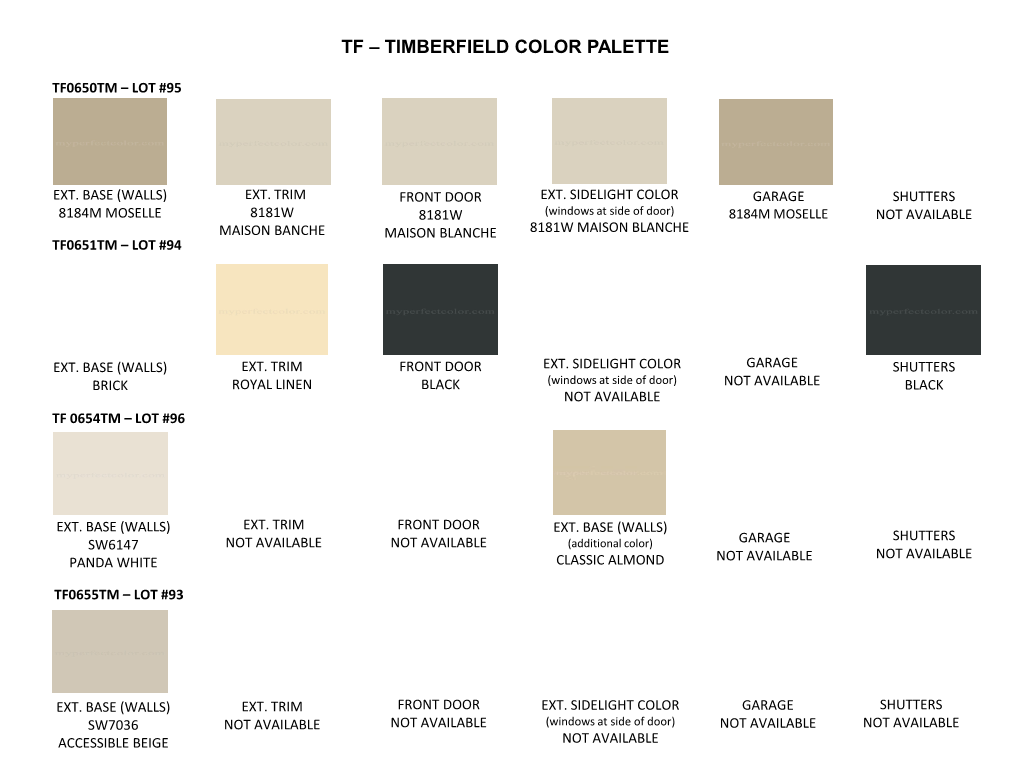 Tf – Timberfield Color Palette