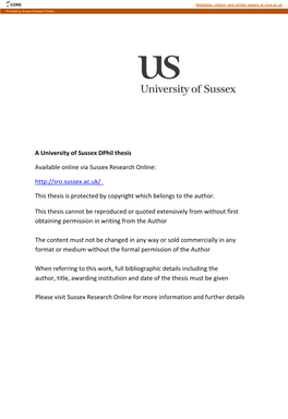 Coversheet for Thesis in Sussex Research Online