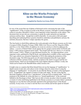 Kline on the Works Principle in the Mosaic Economy
