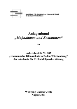 Anlagenband „Maßnahmen Und Kommunen“