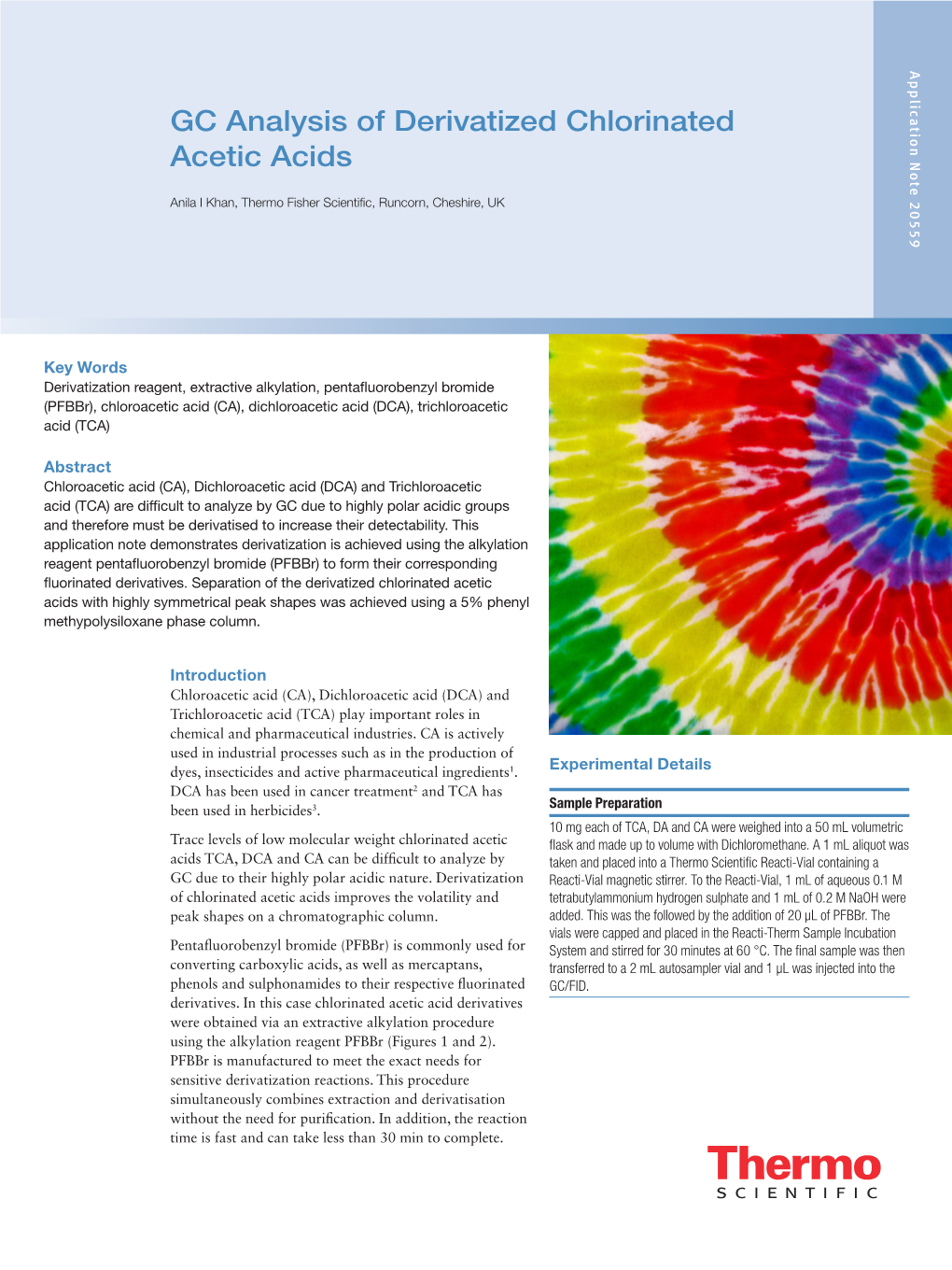 GC Analysis of Derivatized Chlorinated Acetic Acids