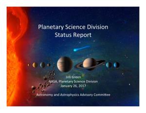 Planetary Science Division Status Report
