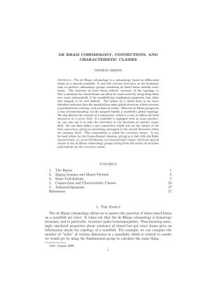 De Rham Cohomology, Connections, and Characteristic Classes