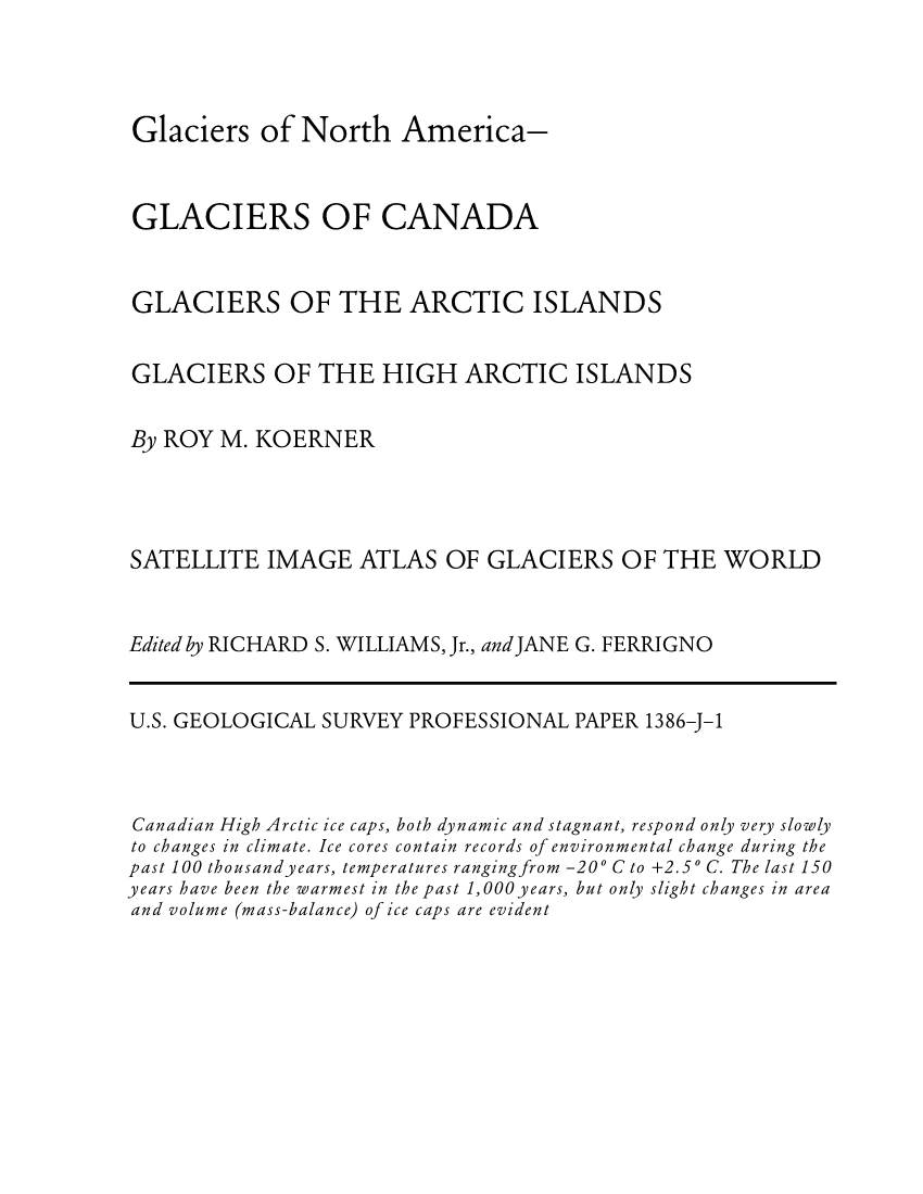 Glaciers of North America— GLACIERS of CANADA