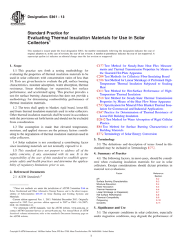 Evaluating Thermal Insulation Materials for Use in Solar Collectors1