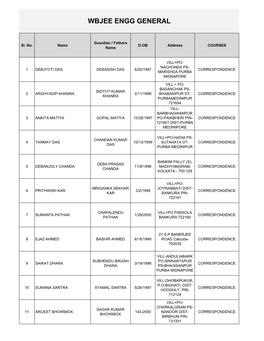 Correspondence Wbjee Engineering