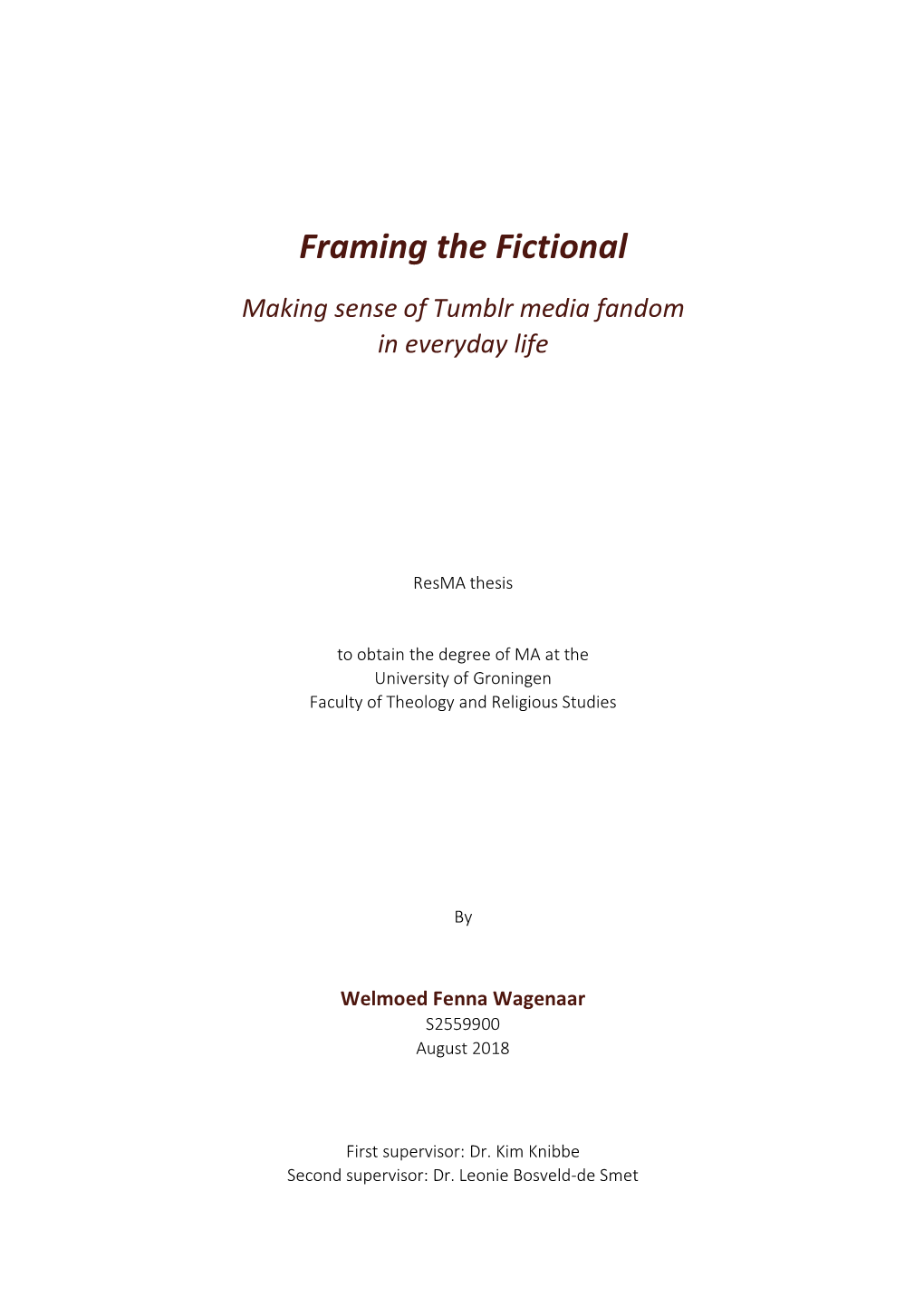 Framing the Fictional