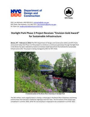 Starlight Park Phase 2 Project Receives “Envision Gold Award” for Sustainable Infrastructure