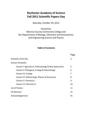 2011 Fall Paper Session Program And
