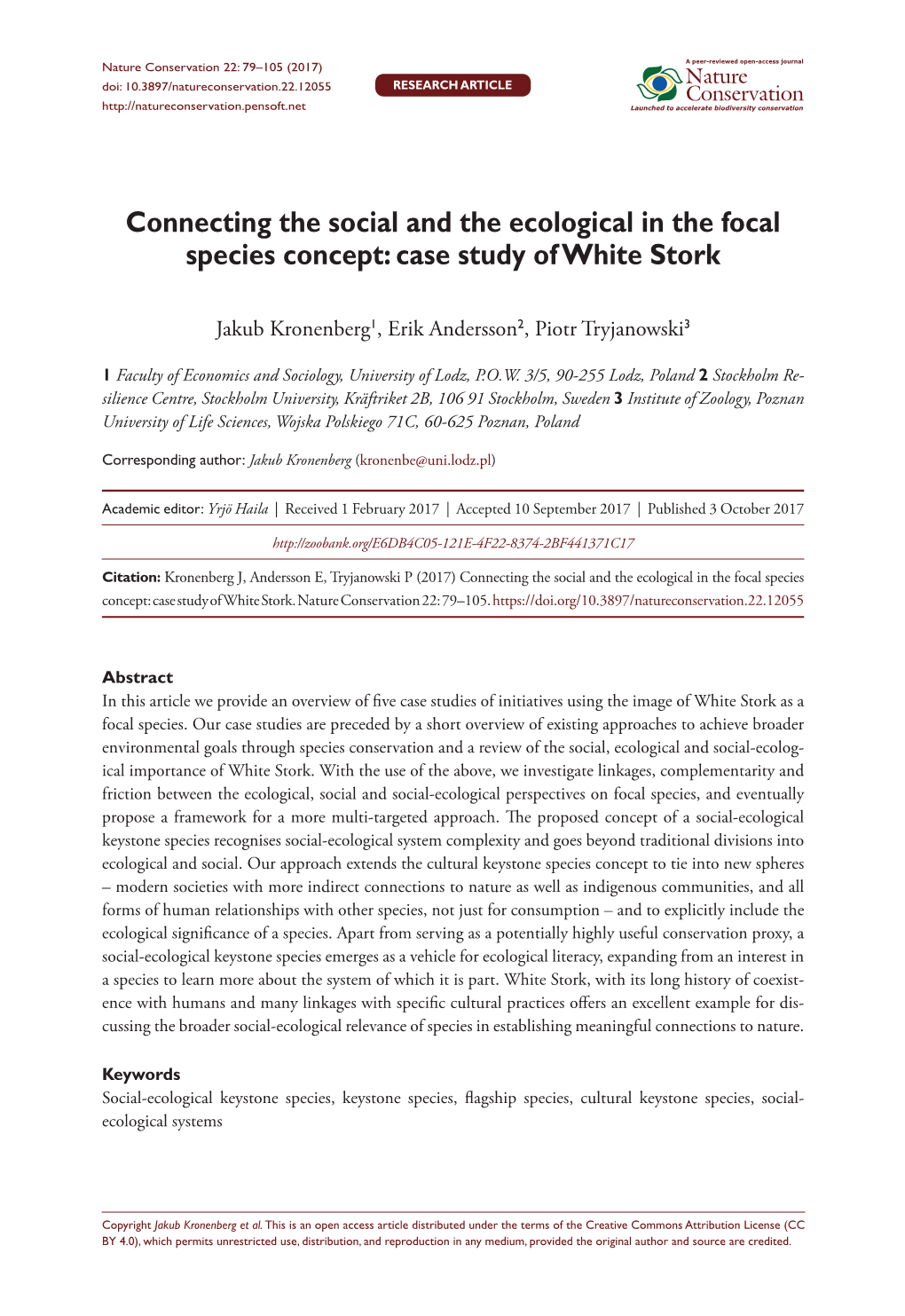 Connecting the Social and the Ecological in the Focal Species Concept: Case Study of White Stork