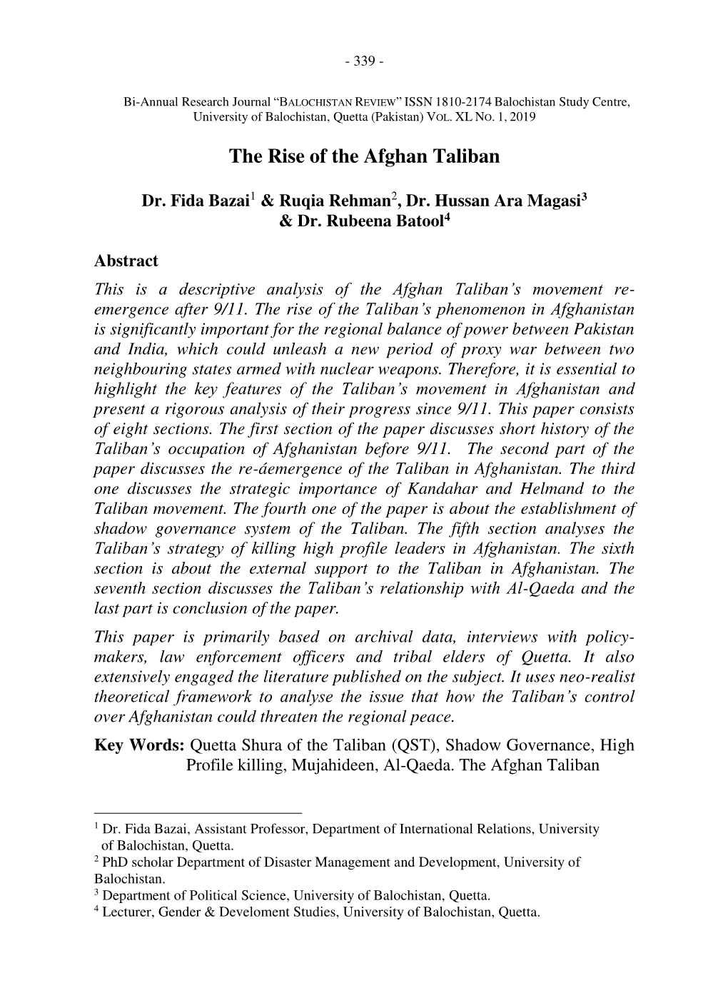 The Rise of the Afghan Taliban