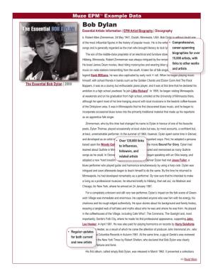 Bob Dylan Essential Artists Information | EPM Artist Biography | Discography