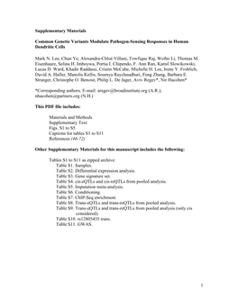 1 Supplementary Materials Common Genetic Variants