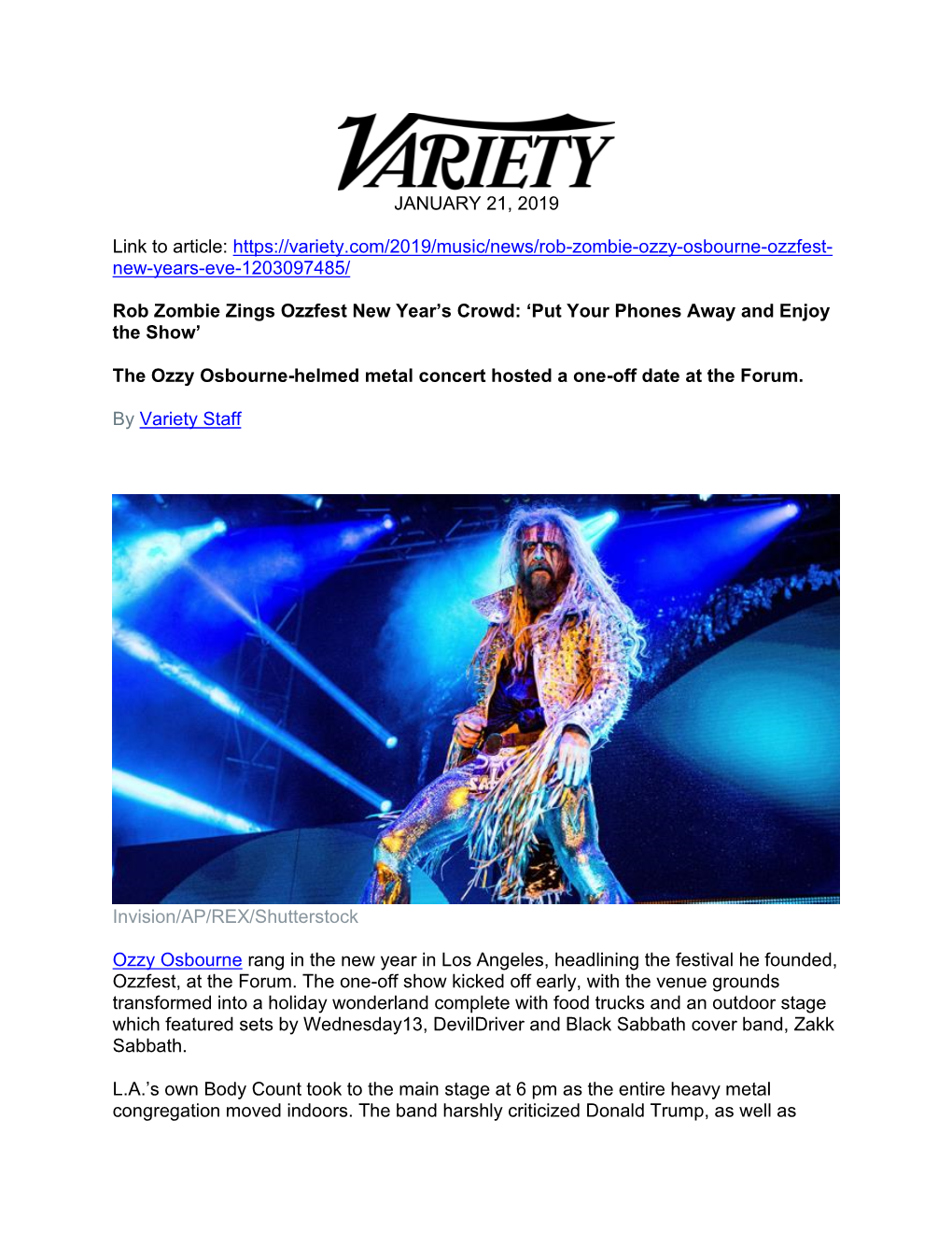 Variety.Com/2019/Music/News/Rob-Zombie-Ozzy-Osbourne-Ozzfest- New-Years-Eve-1203097485