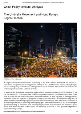 Analysis the Umbrella Movement and Hong Kong's Legco Election