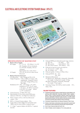 SPECIFICATIONS of MASTER UNIT U Onboard Dpms Provided with Mode/Range Selection