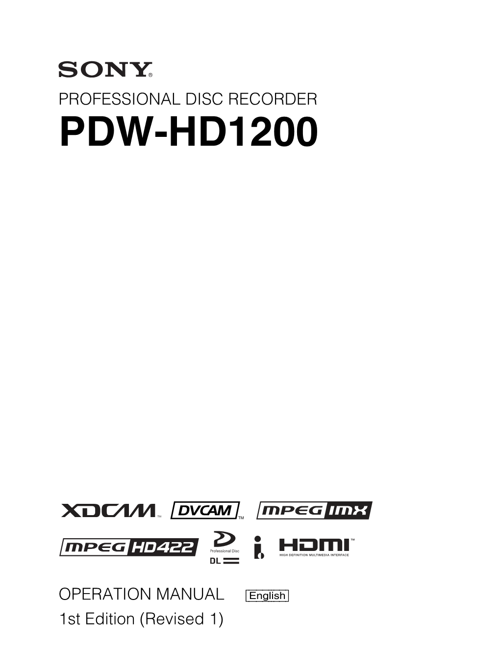 Professional Disc Recorder Pdw-Hd1200