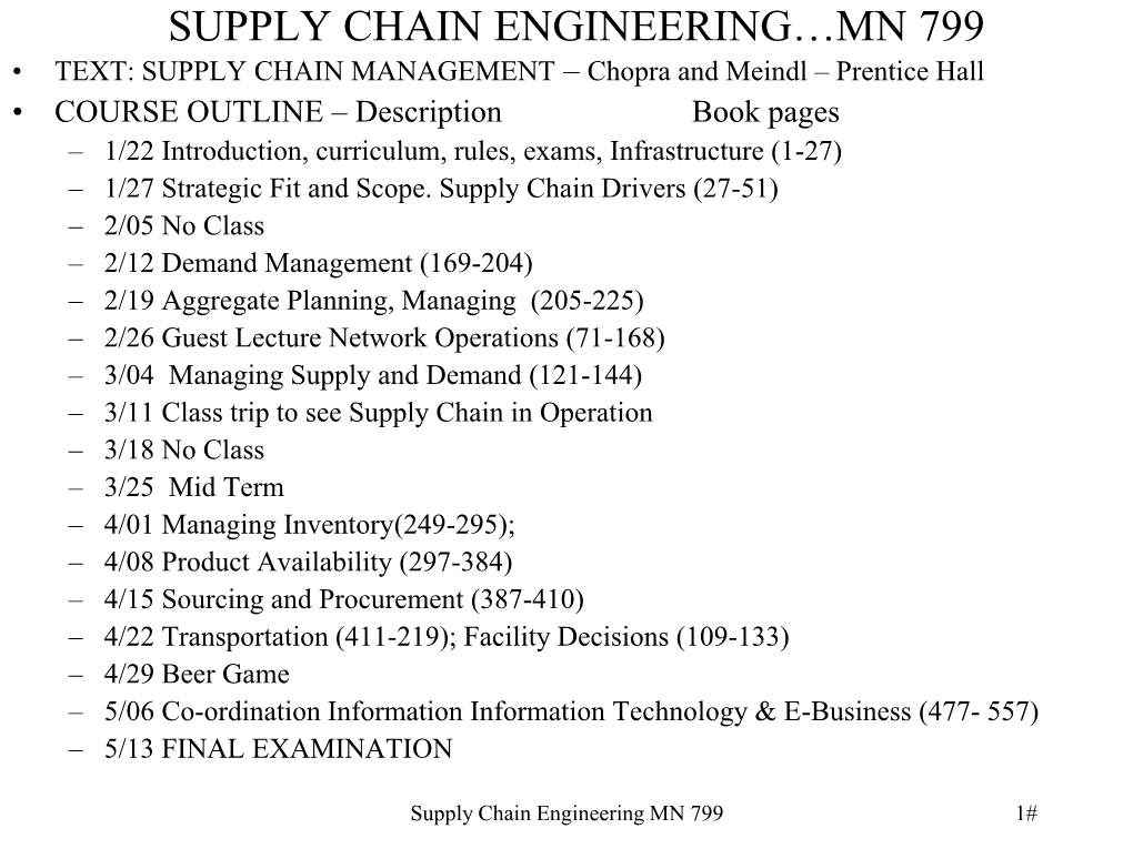 Supply Chain Engineering…Mn