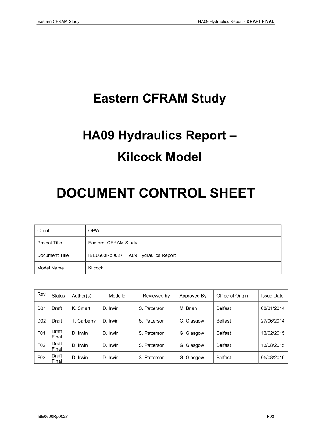 Eastern CFRAM Study HA09 Hydraulics Report – Kilcock Model