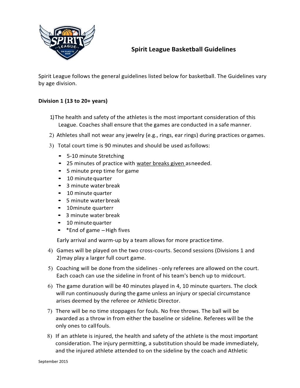 Basketball Rules & Conduct