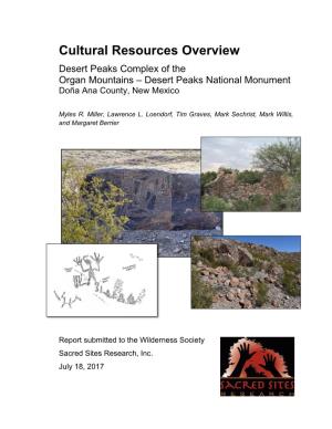 Cultural Resources Overview Desert Peaks Complex of the Organ Mountains – Desert Peaks National Monument Doña Ana County, New Mexico