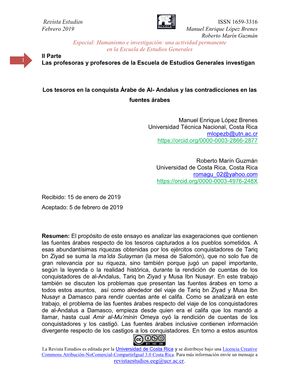 Revista Estudios ISSN 1659-3316 Febrero 2019