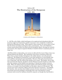 The Destruction of the Serapeum A.D. 391