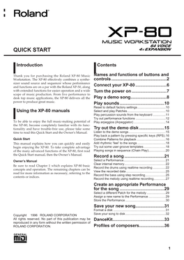 XP-80 Quick Start Guide