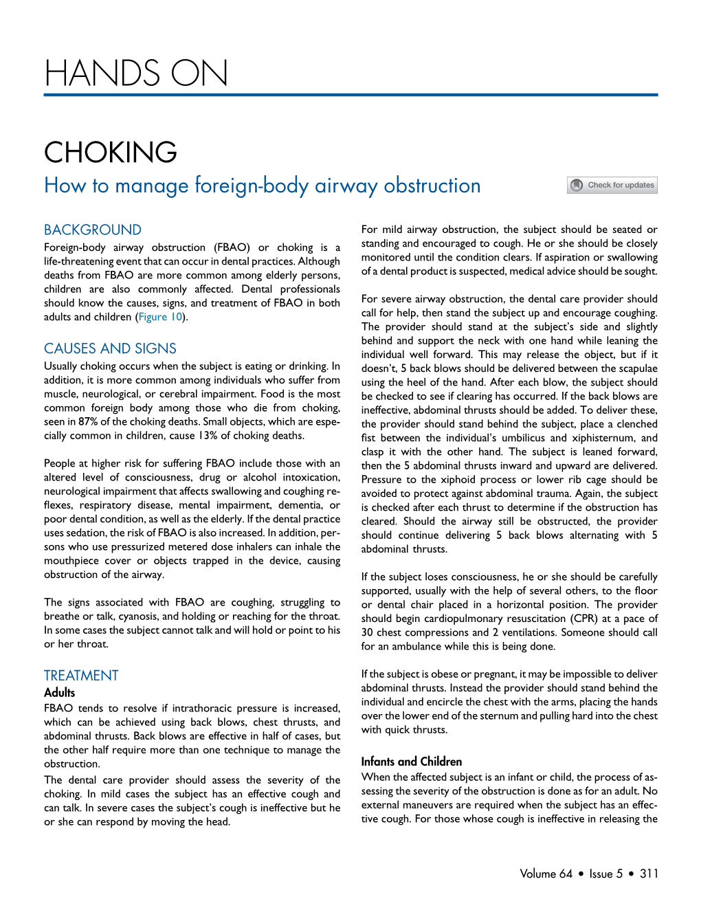 CHOKING How to Manage Foreign-Body Airway Obstruction