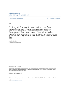 A Study of Primary Schools in the Elias Piña Province on The