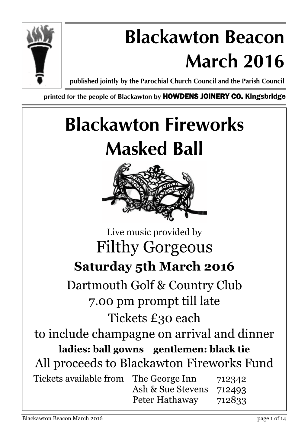 Blackawton Beacon March 2016 Published Jointly by the Parochial Church Council and the Parish Council