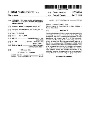 United States Patent (19) 11 Patent Number: 5,776,856 Narayanan 45) Date of Patent: Jul