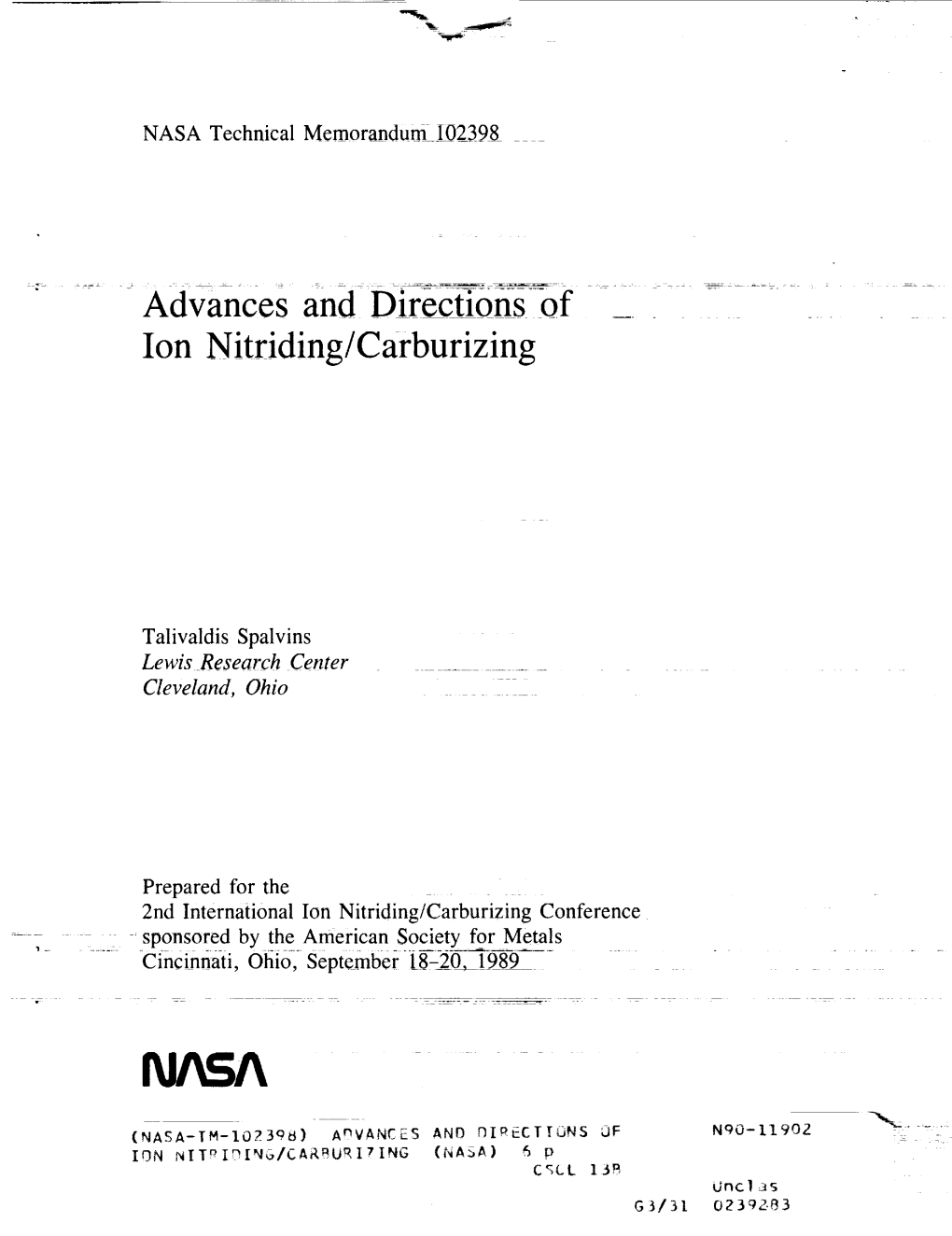 Advances and Directions of ...Ion Nitfiding/Carburizing