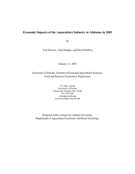 Economic Impacts of the Aquaculture Industry in Alabama in 2005