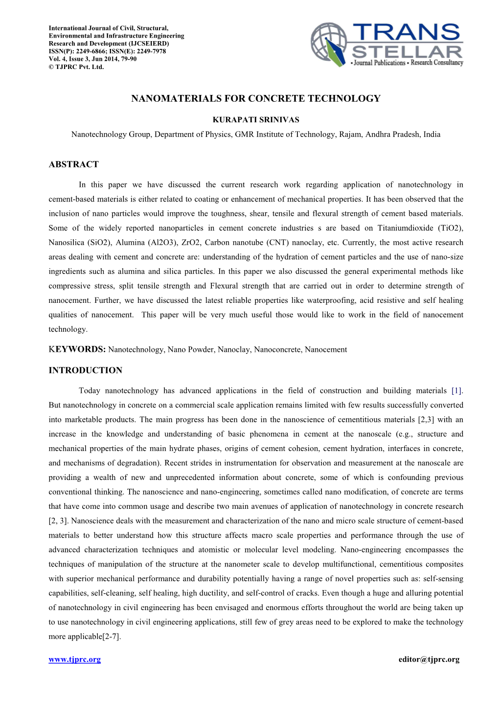 Civil-IJCSEITR-Modified Nanocement Paper 2-6-14 1 1