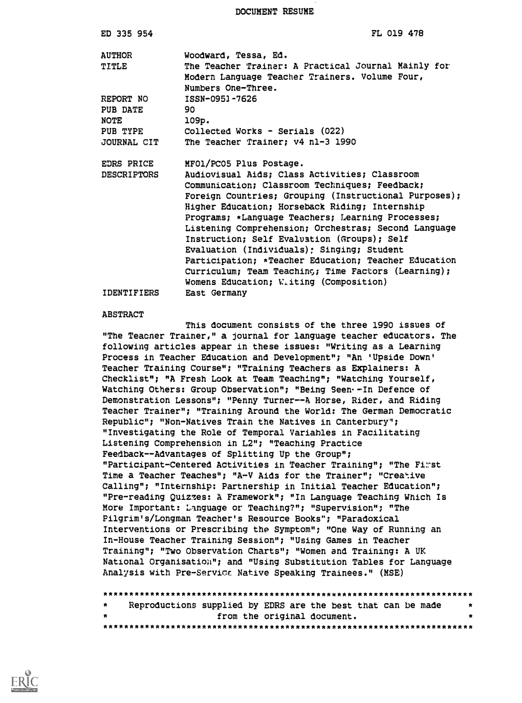 Document Resume Ed 335 954 Fl 019 478 Author