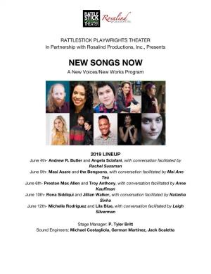 NEW SONGS NOW a New Voices/New Works Program