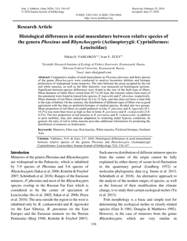 Research Article Histological Differences in Axial Musculature