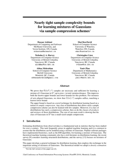 Nearly Tight Sample Complexity Bounds for Learning Mixtures of Gaussians Via Sample Compression Schemes∗