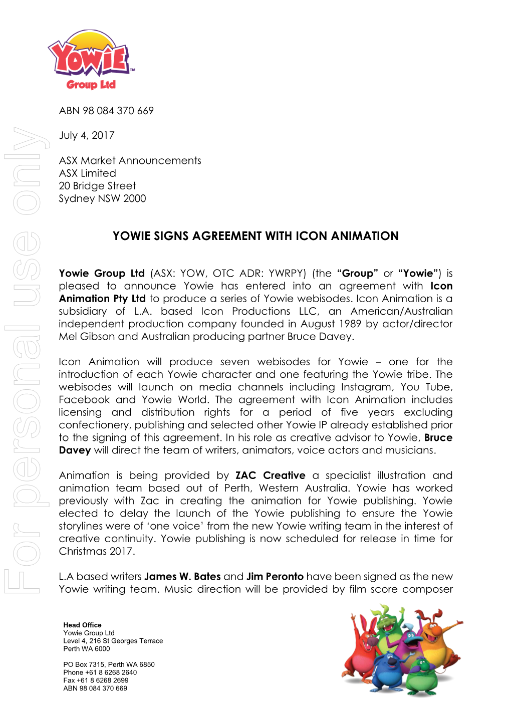 Yowie Signs Agreement with Icon Animation