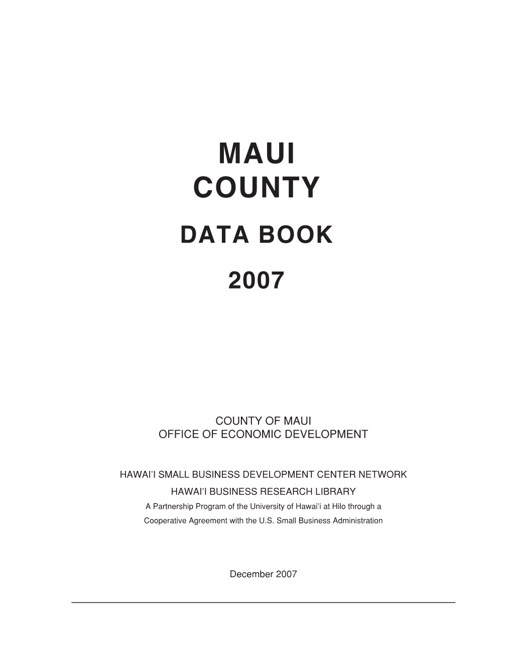 Maui County Data Book 2007