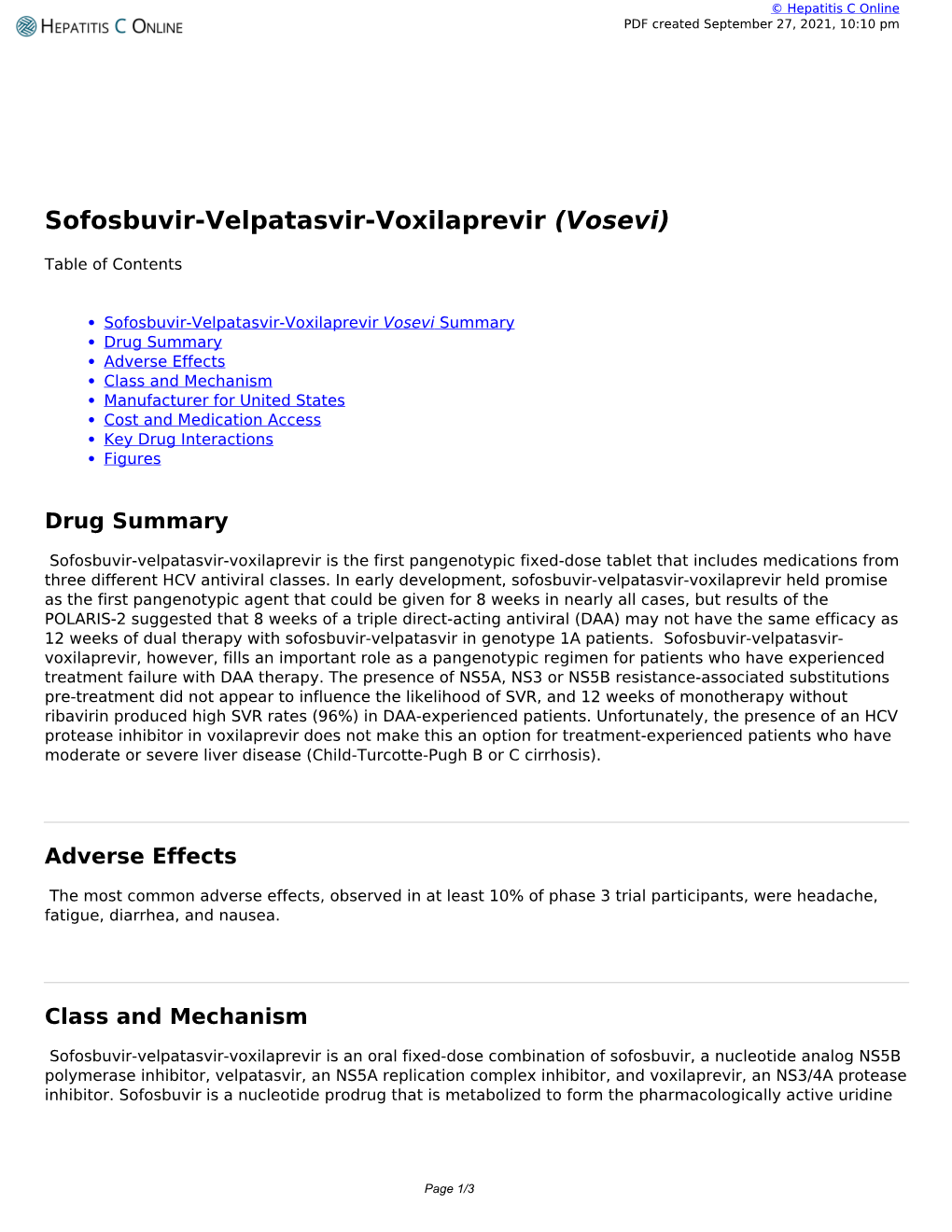 Sofosbuvir-Velpatasvir-Voxilaprevir (Vosevi)