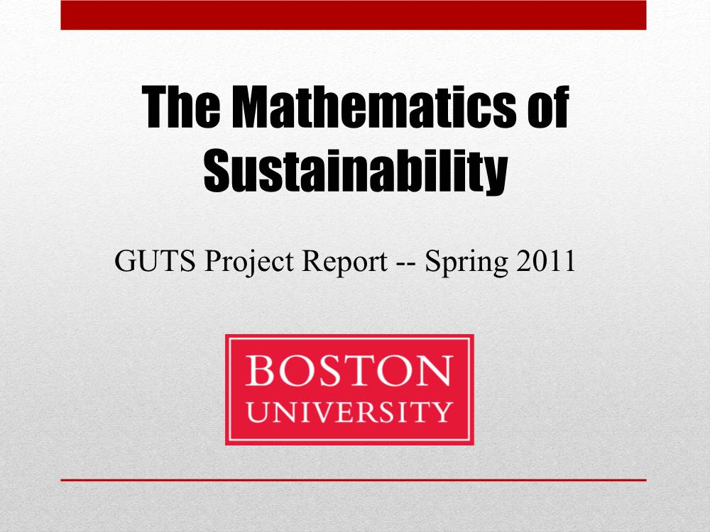 The Mathematics of Sustainability