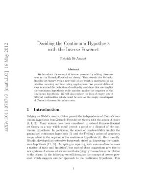 Deciding the Continuum Hypothesis with the Inverse Powerset