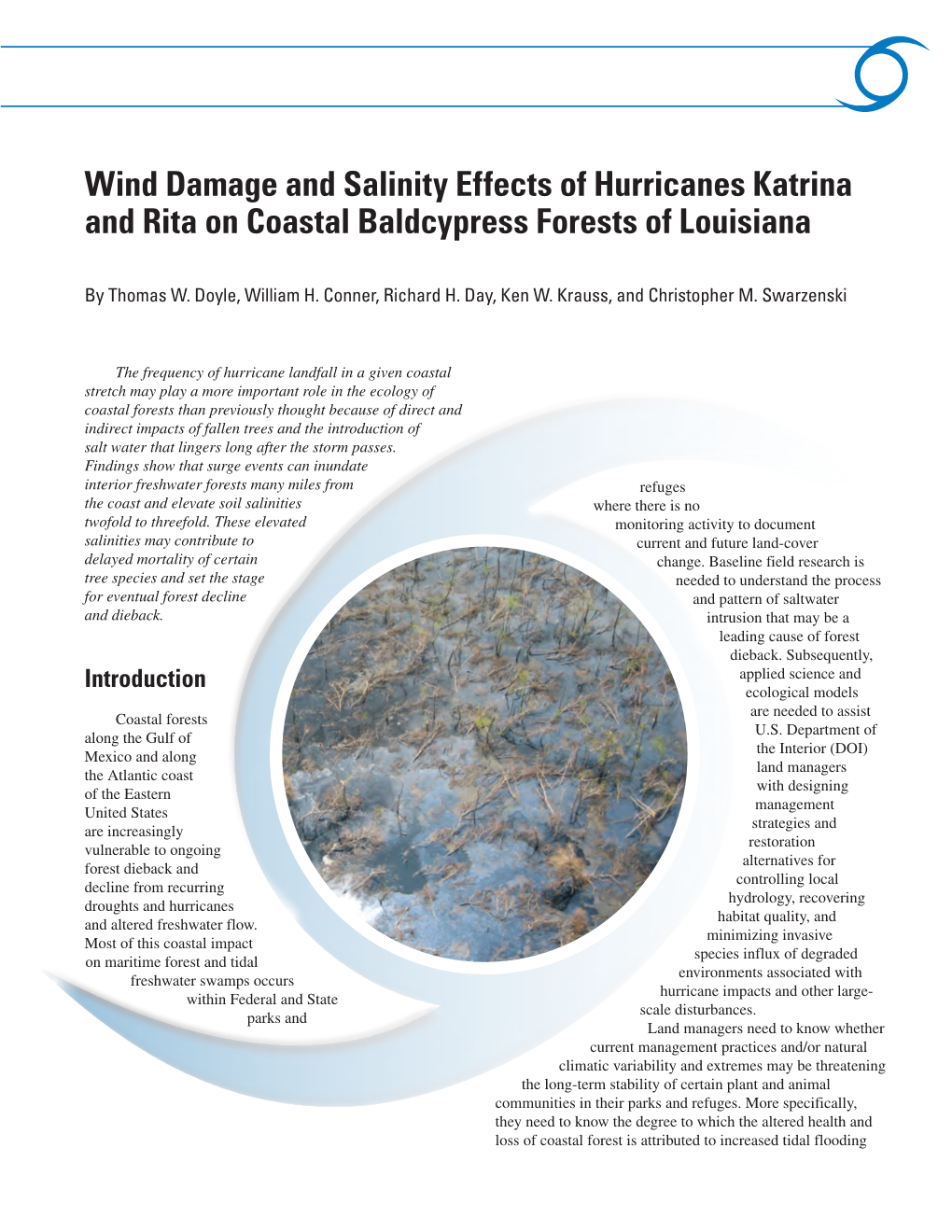 Wind Damage and Salinity Effects of Hurricanes Katrina and Rita on Coastal Baldcypress Forests of Louisiana