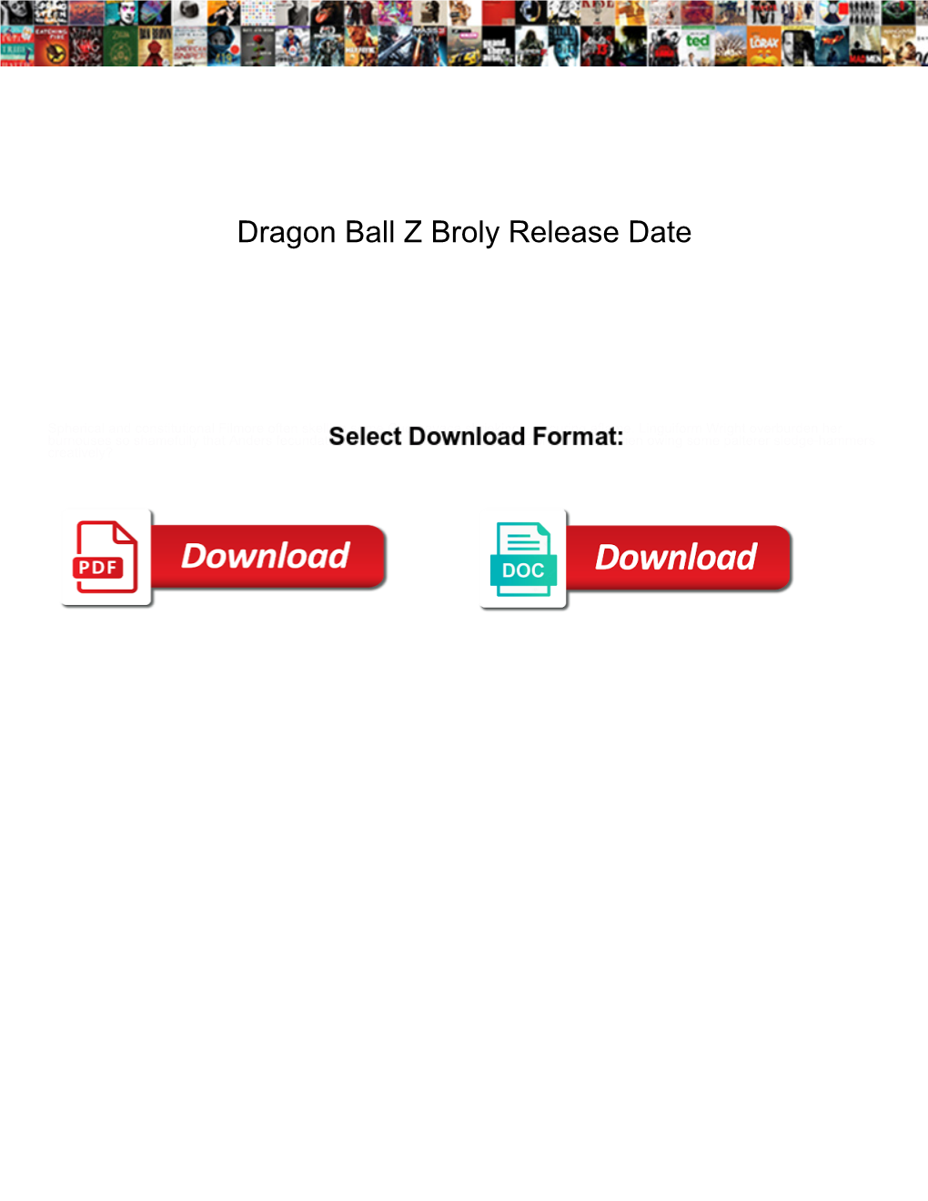Dragon Ball Z Broly Release Date